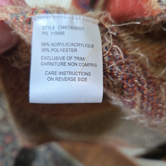 Cruel Sweater Open Cardigan Duster Women's Large Western Wear Aztec w/ Ties Boho - Picture 7 of 8